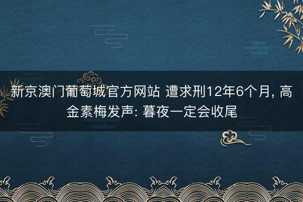 新京澳门葡萄城官方网站 遭求刑12年6个月， 高金素梅发声: 暮夜一定会收尾