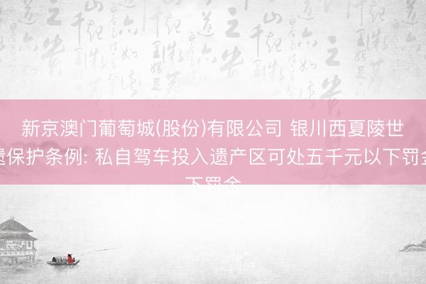新京澳门葡萄城(股份)有限公司 银川西夏陵世遗保护条例: 私自驾车投入遗产区可处五千元以下罚金