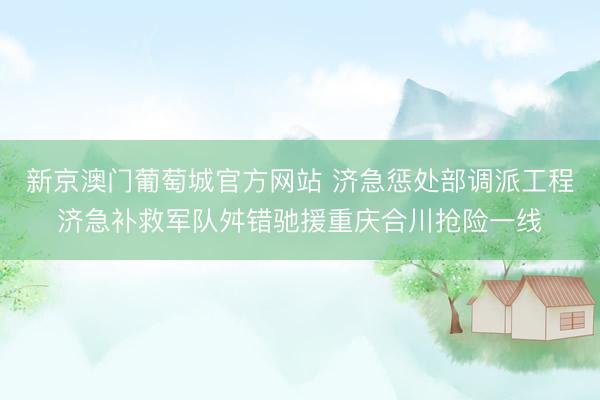 新京澳门葡萄城官方网站 济急惩处部调派工程济急补救军队舛错驰援重庆合川抢险一线