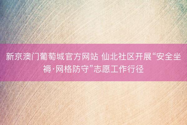 新京澳门葡萄城官方网站 仙北社区开展“安全坐褥·网格防守”志愿工作行径