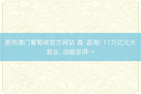 新京澳门葡萄城官方网站 真·蓝海! 11万亿元大营业， 动能澎湃→