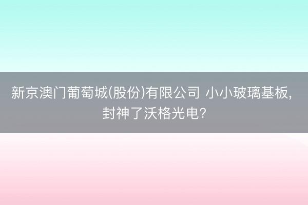 新京澳门葡萄城(股份)有限公司 小小玻璃基板， 封神了沃格光电?