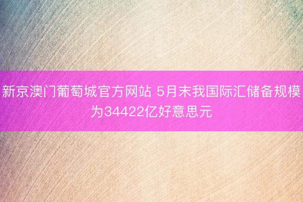 新京澳门葡萄城官方网站 5月末我国际汇储备规模为34422亿好意思元