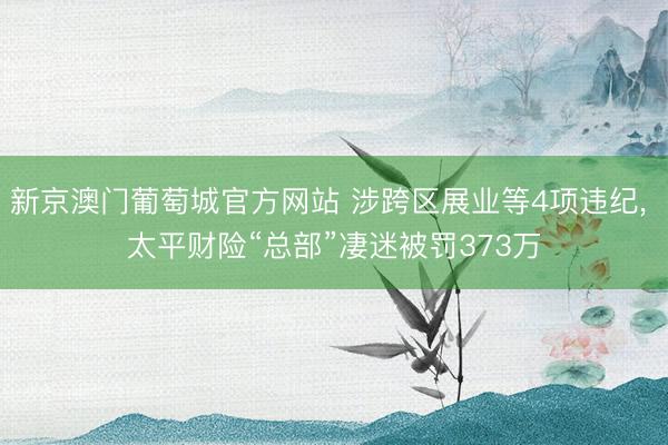 新京澳门葡萄城官方网站 涉跨区展业等4项违纪， 太平财险“总部”凄迷被罚373万