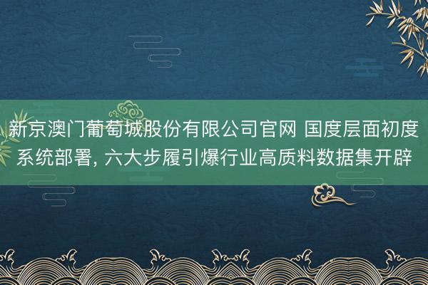 新京澳门葡萄城股份有限公司官网 国度层面初度系统部署， 六大步履引爆行业高质料数据集开辟