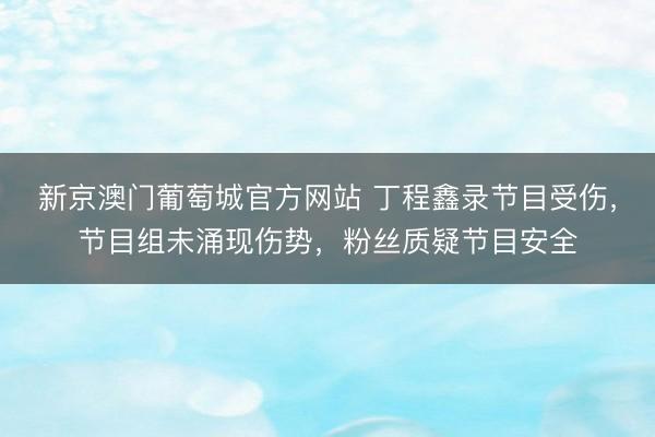 新京澳门葡萄城官方网站 丁程鑫录节目受伤，节目组未涌现伤势，粉丝质疑节目安全