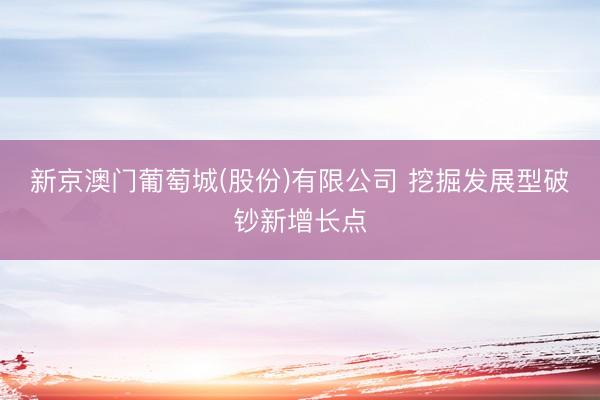 新京澳门葡萄城(股份)有限公司 挖掘发展型破钞新增长点