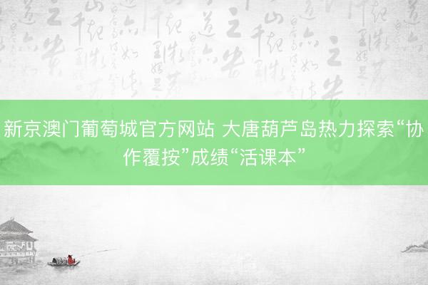 新京澳门葡萄城官方网站 大唐葫芦岛热力探索“协作覆按”成绩“活课本”