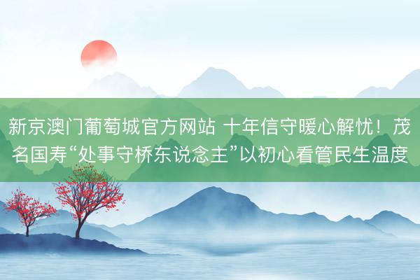 新京澳门葡萄城官方网站 十年信守暖心解忧!茂名国寿“处事守桥东说念主”以初心看管民生温度