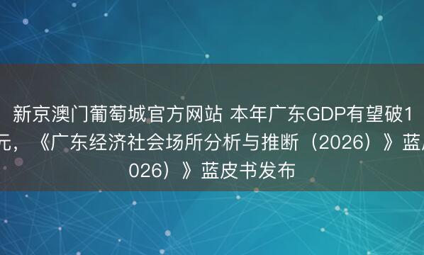 新京澳门葡萄城官方网站 本年广东GDP有望破15.5万亿元,《广东经济社会场所分析与推断(2026)》蓝皮书发布